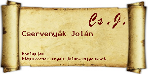 Cservenyák Jolán névjegykártya